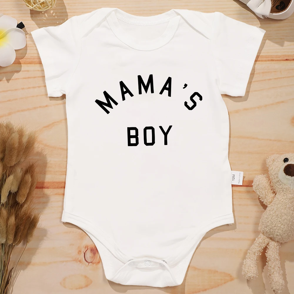 Mama's Boy Black Onesies Cotton Newborn Clothes Cozy Short Sleeve Street Casual Toddler Bodysuit Simple Cheap Fast Delivery