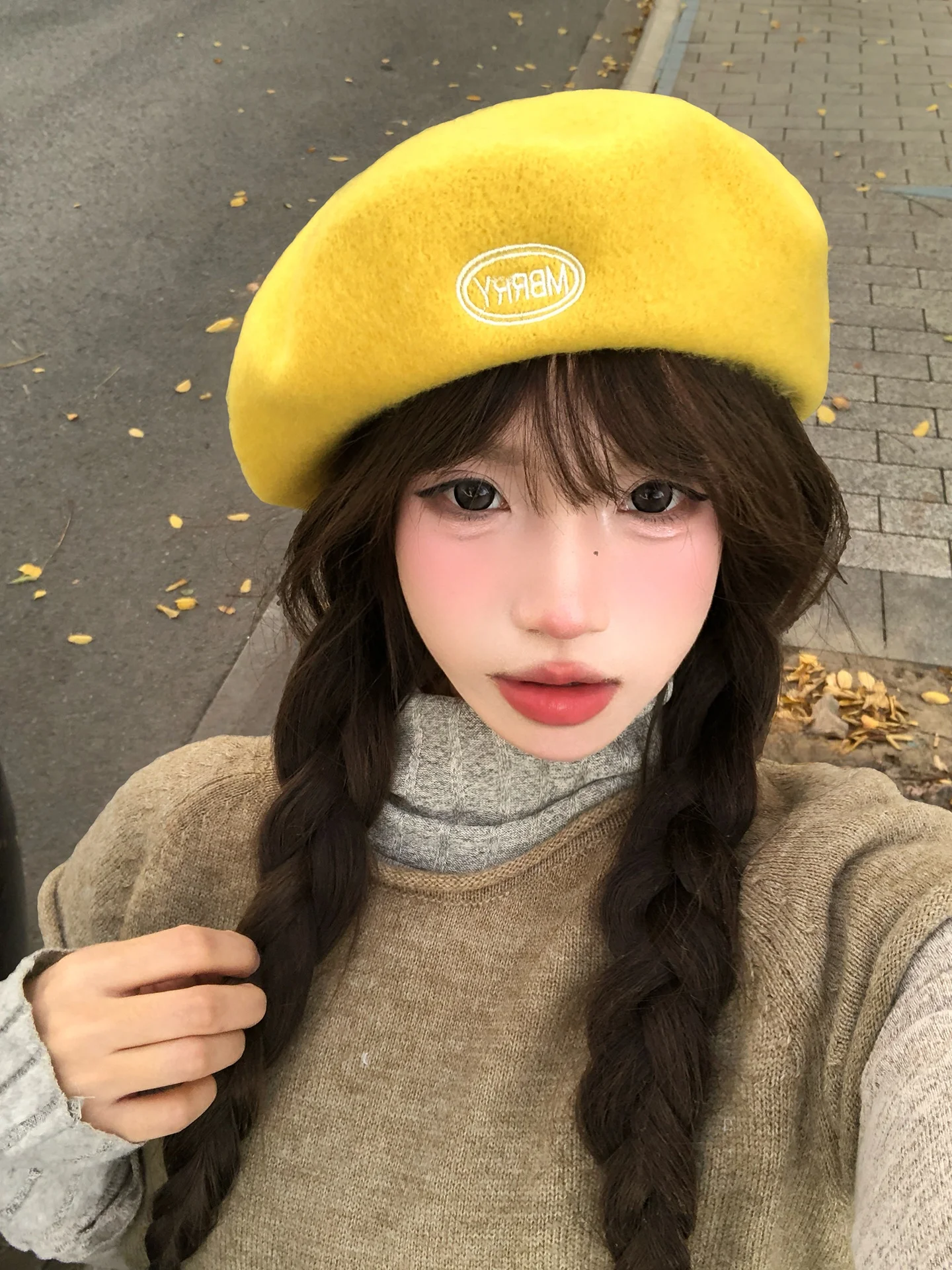 Korean Y2K Woolen Beret Hat Women's Autumn Winter Cute Bud Hat Photography Atmosphere Painter Hat Non-Adjustable Foldable
