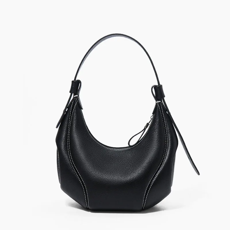 

Сумка подмышки из натуральной кожи в форме полумесяца, новинка 2025, нишевый дизайн, верхний слой из воловьей кожи, сумка через плечо, модная женская сумка на плечо