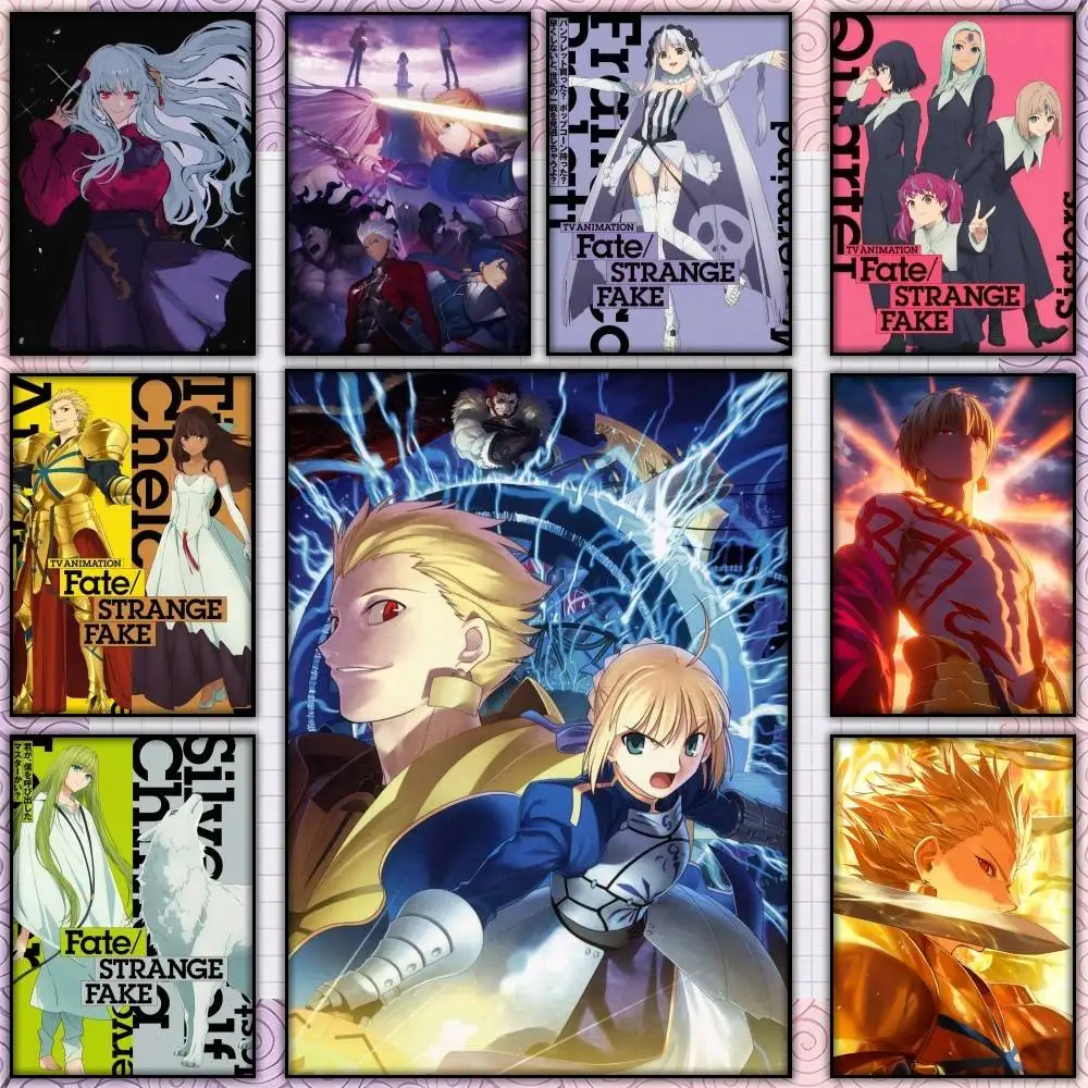 Anime F-Fate Series Design Poster Self-adhesive Art Waterproof Paper Sticker Coffee House Bar Room