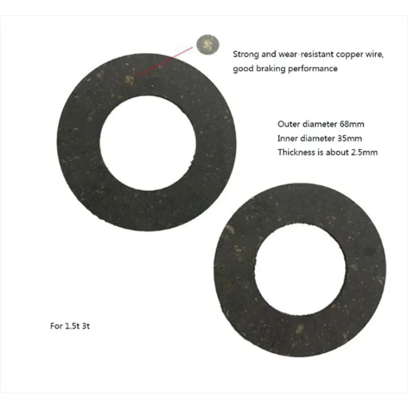 2PC Chain Hoist Accessories Friction Plate Lifting Gourd Brake Pads Strengthen Hoist Slip Ton Brake Pads