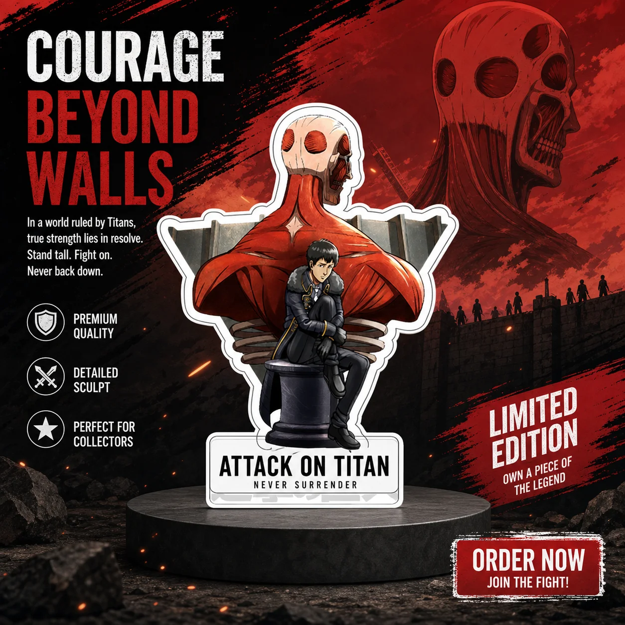 Figurine en acrylique transparente Attack on Titan Eren Levi Mikasa pour décoration de bureau