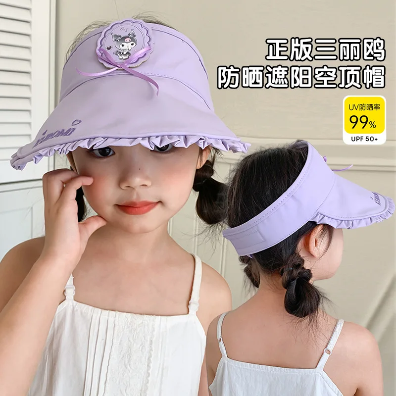سانريوس مرحبا كيتي كورومي الأطفال سقف فارغ واقية من الشمس قبعة قبعة الشمس قبعة الشمس ألفين وخمسون وعشرون حافة كبيرة جديدة