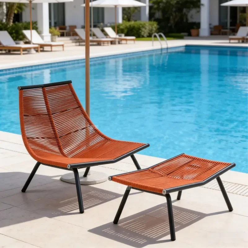 Outdoor Rattan Rocking Chair Balcony Leisure Seating Furniture for Adults Weather Resistant Wicker Recliner with Coffee Table