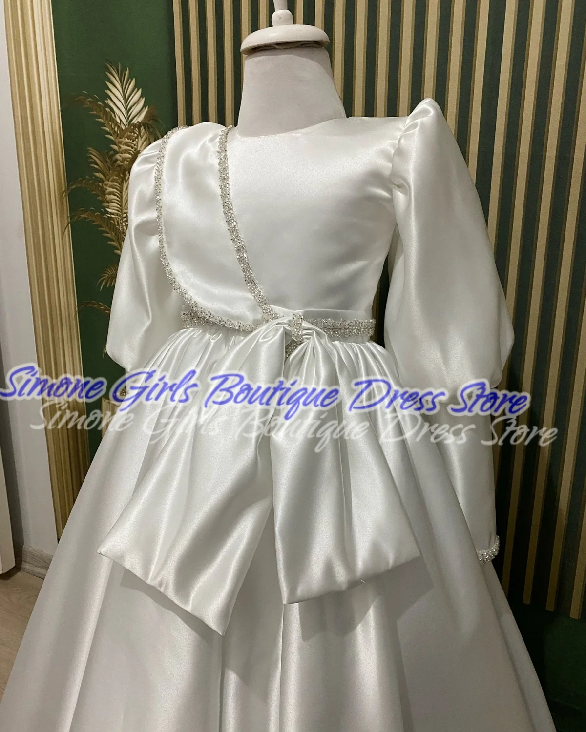 

Атласное платье с блестками и длинными рукавами для девочек, платье с цветочным узором для девочек на свадьбу, официальные приемники, день рождения