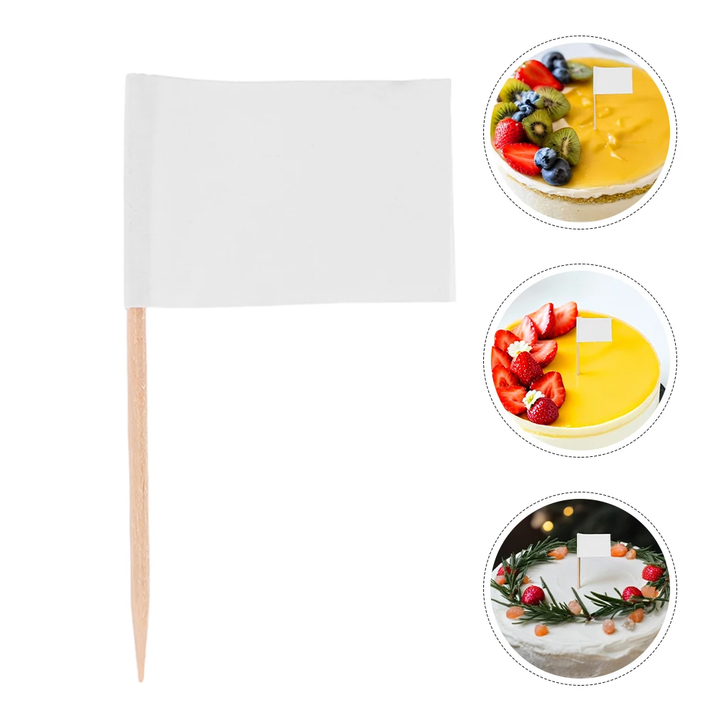 

200pcs Cake Decoration Flags White Toothpick Picks Desserts Buffet Appetizers Party Supplies Cupcake Toppers Cheese Board