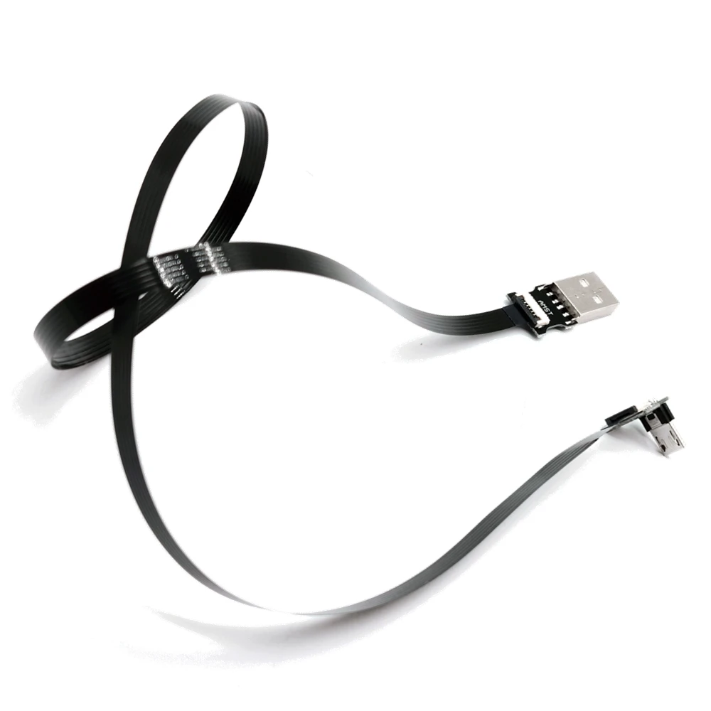 

5CM-100CM Flexible Flat FFC PCB Cable USB2.0 Elbow to Micro usb Male Data Charging Connection Right Angle Left Right up down