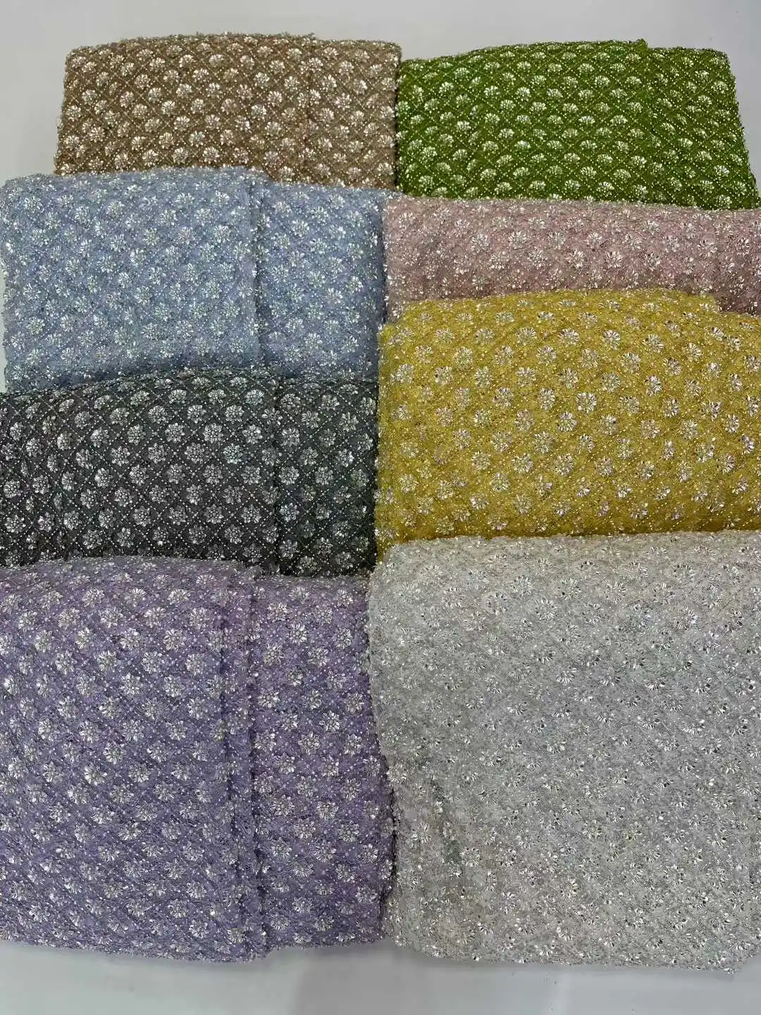 Gold High-end Heavy Beads Fabric, Latest African Luxury Sequins Groom Embroidery Fabrics, French Tulle Lace for Sewing Wedding