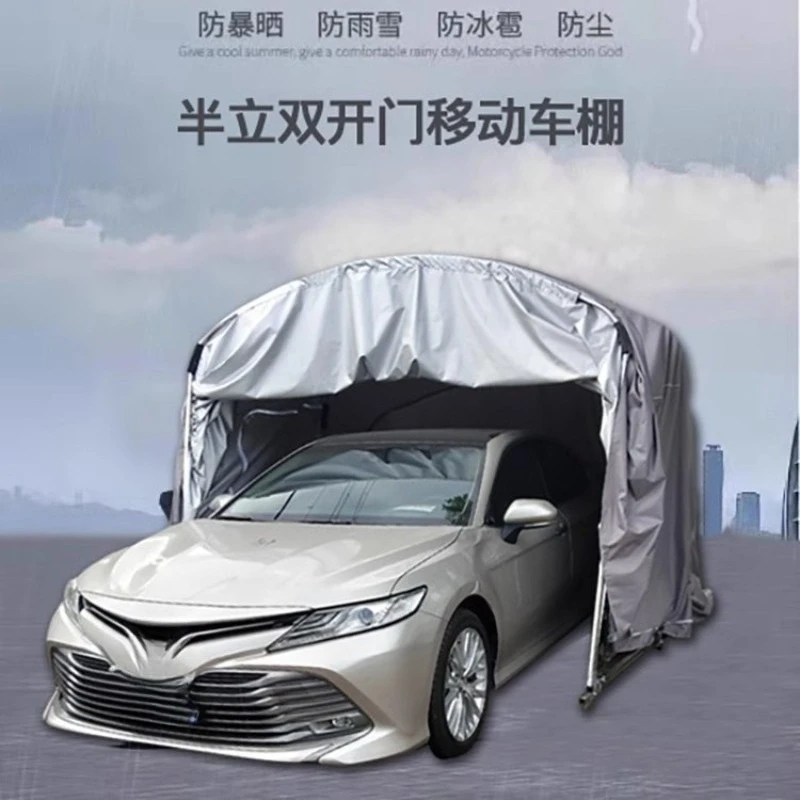 Semi-automatic mobile garage sun protection folding telescopic carport car parking shed