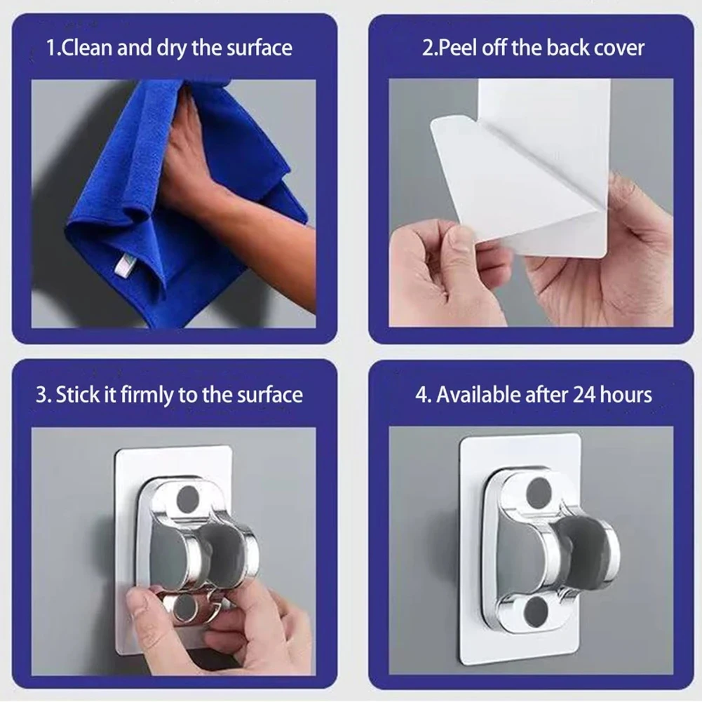 Adjustable thickened bathroom shower bracket with space aluminum material compatible with most shower heads silver gray