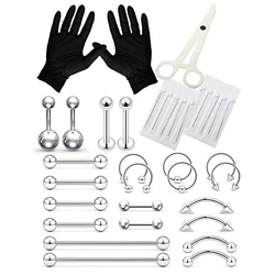 Kit per Piercing anelli per sopracciglia in acciaio inossidabile a ferro di cavallo Rin Piercing industriale anelli per gioielli donna uomo 14G 16G aghi per Piercing