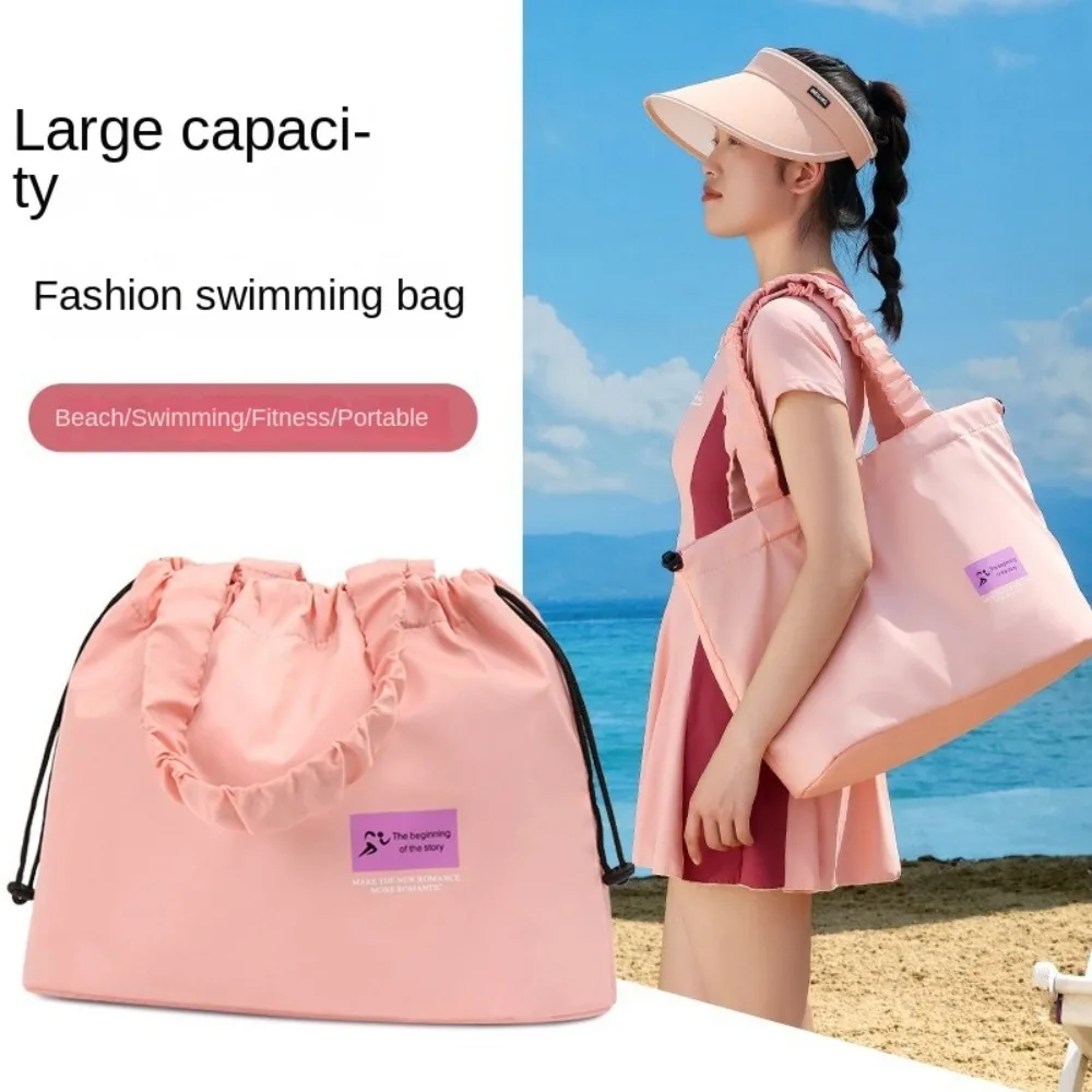 

Dry Wet Separation Swimming Shoulder Bag Large Capacity with Handle Fitness Hand Pouch Lightweight Waterproof Beach Bag Women