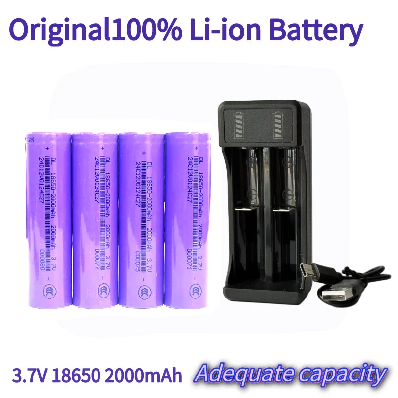 

Original 100% 18650 Li-ion rechargeable battery 3.7V 2000mAh 10A discharge for flashlight and power tool screwdriver