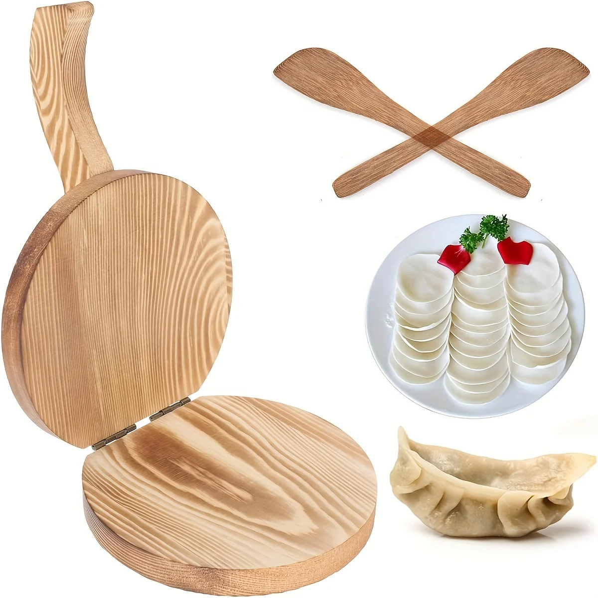 Crepe Press Maker Wooden Tortilla Press Dumpling Maker: Tortilla Maker Wooden Dough Presser Tool Mexican Taco Quesadilla Maker K