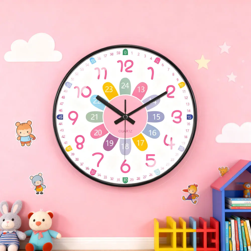 

New Early Education Wall Clock For Living Room Home Bedroom Children's Room Non Ticking Silent Non Ticking Wall Hanging Clock