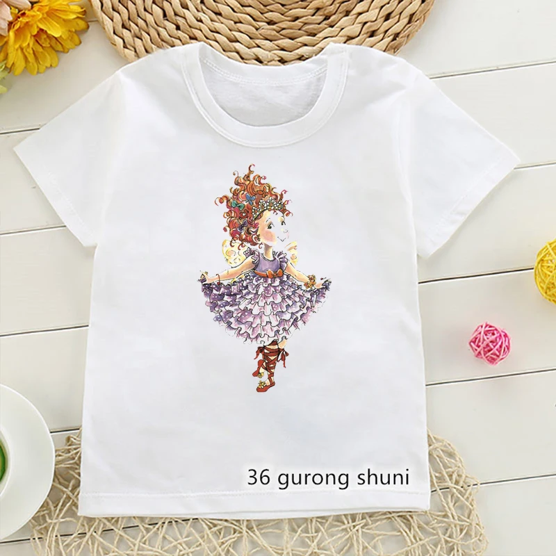 Watercolor Fancy Nancy Graphic Print T Shirt For Girls Pink White Kids Clothes Harajuku Kawaii Shirt Summer Tops T-Shirt