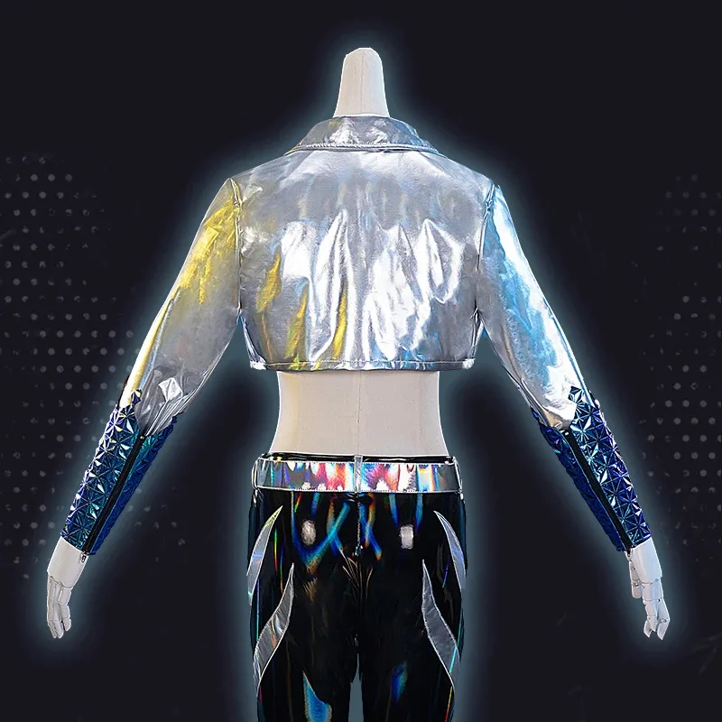 

qq 1232020 KDA LOL ALL OUT Косплей Игровой Костюм Akali Экипировка Хэллоуин Модная Куртка Кожаные Брюки