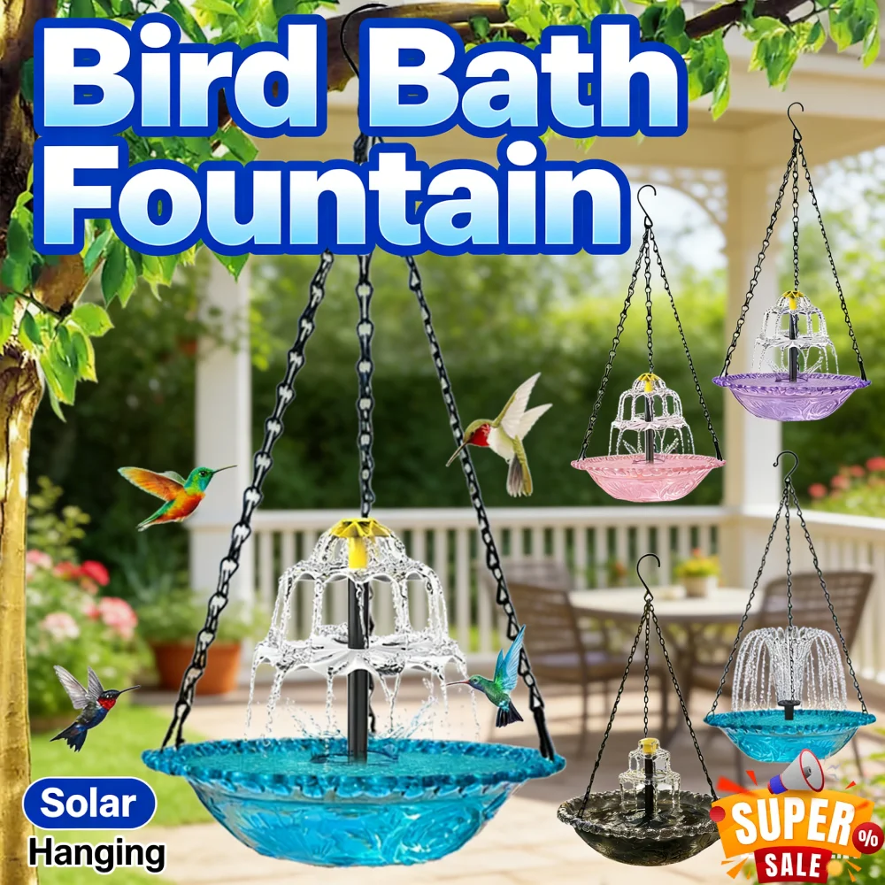 

Подвесная солнечная каскадная купель-фонтан для птиц, уличная кормушка-поилка для сада, двора, патио, газона, декор для сада и природы