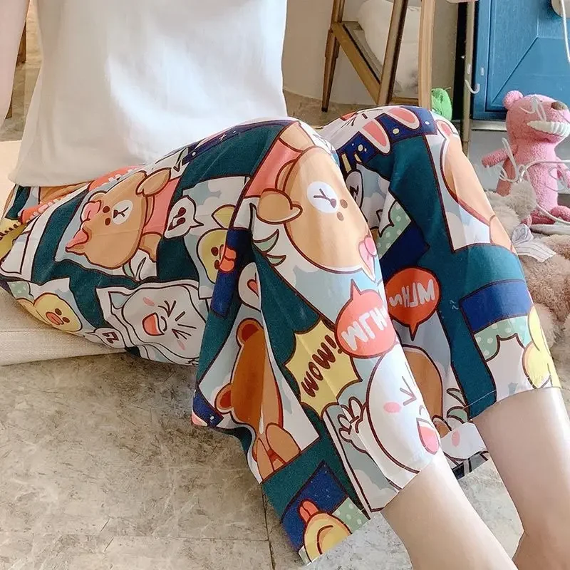 Plus Size Sleep Bottoms Cotton Floral Print Trouser Summer Pants Lounge Outfit Women Pijama Sleepwear Pajama Pj Woman