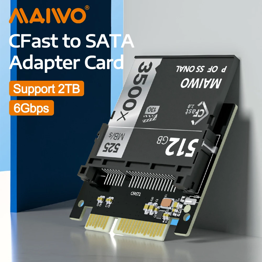 

MAIWO Flash Memory Card Adapter CFast to SATA 3.0 Adapter Card for CFast 1.0/2.0 Storage Card Reader cfast Converter with 6Gbps