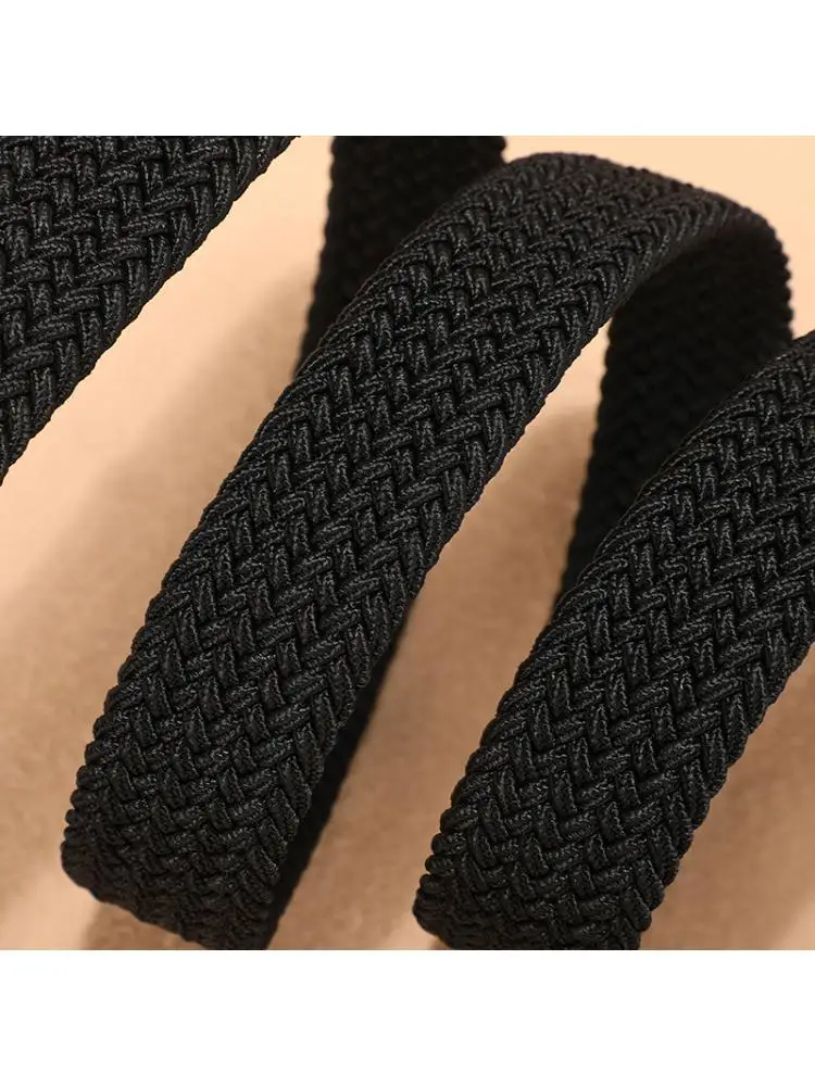 Braided Stretch Belts 95- 130cm Men Women Casual Knitted Plain Strap Webbing Canvas Elastic Expandable Woven Star Black Navy