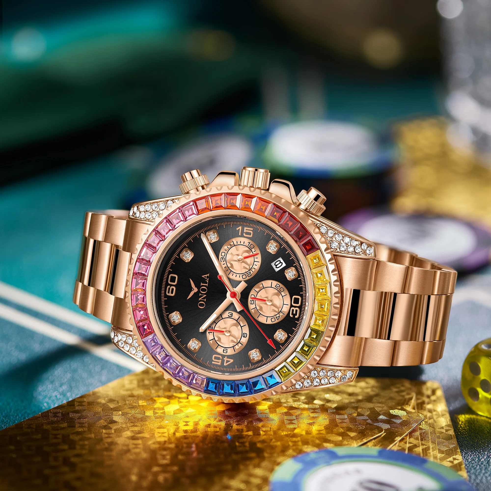 ONOLA ธุรกิจนาฬิกาผู้ชายปฏิทิน - Luxury Watch Green Dial บทวิจารณ์และราคา