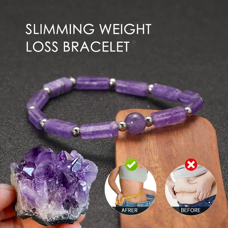 Fashion Body-Purifying Amethyst Bracelet for Weight Loss, Yoga, and Meditation - Healing Stone Jewelry for Women  Men