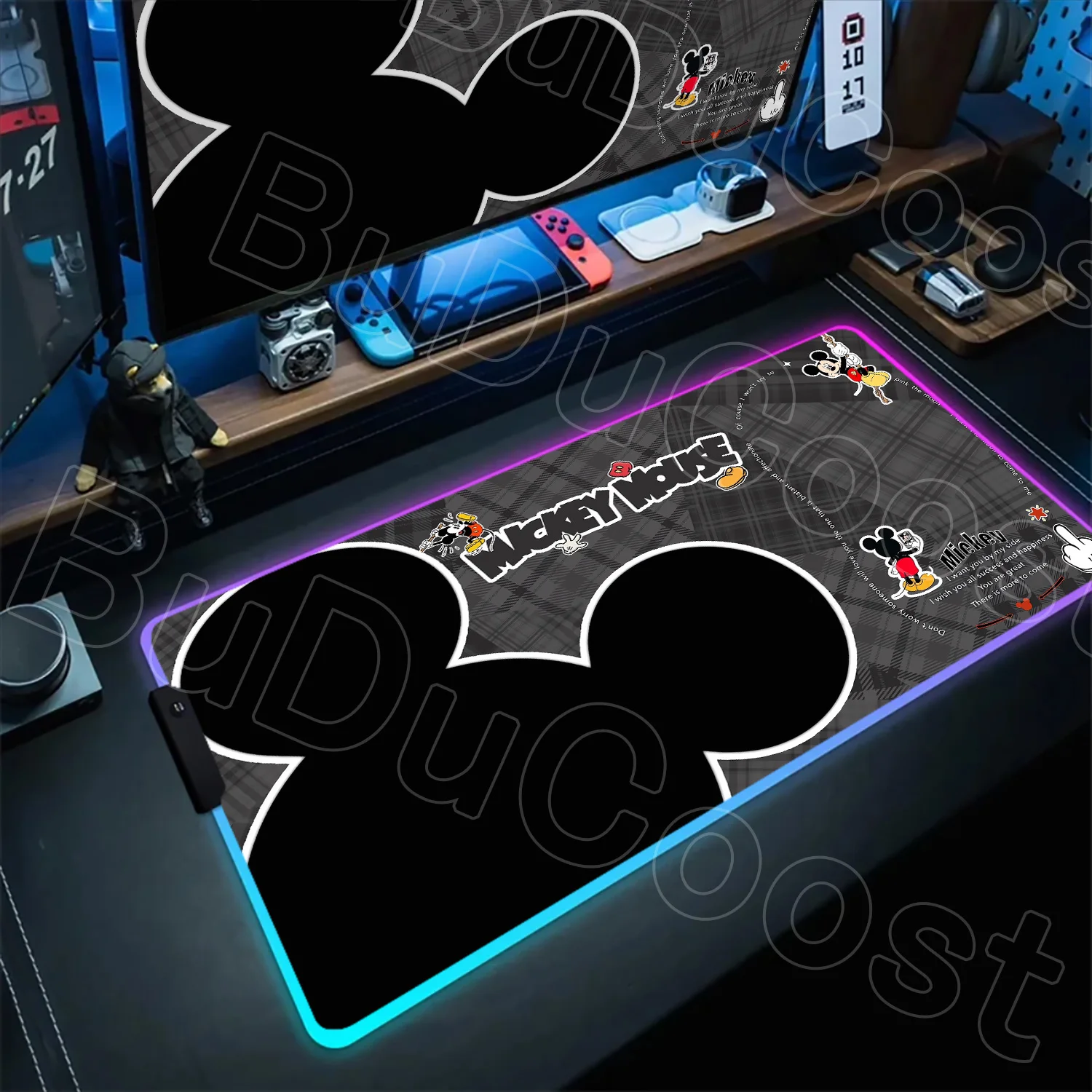 

New HD Printing LED Mouse Pad Super Cute Mickey Large Gamer Keyboard RGB Desk Mouse Mat Carpet Backlight Gaming Notbook Mousepad