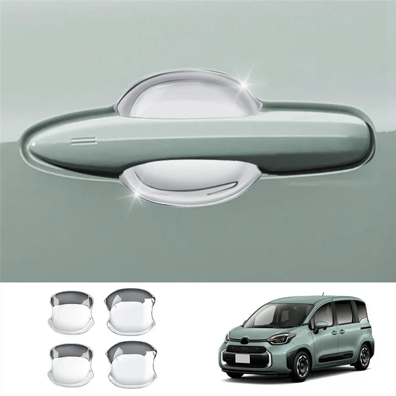 Car Silver Door Handle Bowl Cover Cavity Trim Insert Catch Molding Garnish for Toyota SIENTA 10 Series 2022 2023