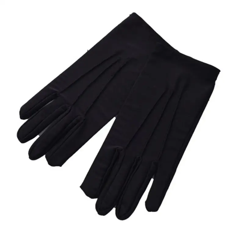 1 par guantes LICRA blanco y negro para adultos, guantes formales para disfraz policía, protector esmoquin, uniforme inspección joyería Mit