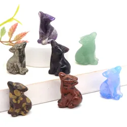Statue de Loup en Obsidienne Naturelle, Pierre de Guérison, Clip Sculpté à la Main, Figurine Animale Reiki Quartz, Artisanat, Décoration de la Maison, 1.2 Pouces