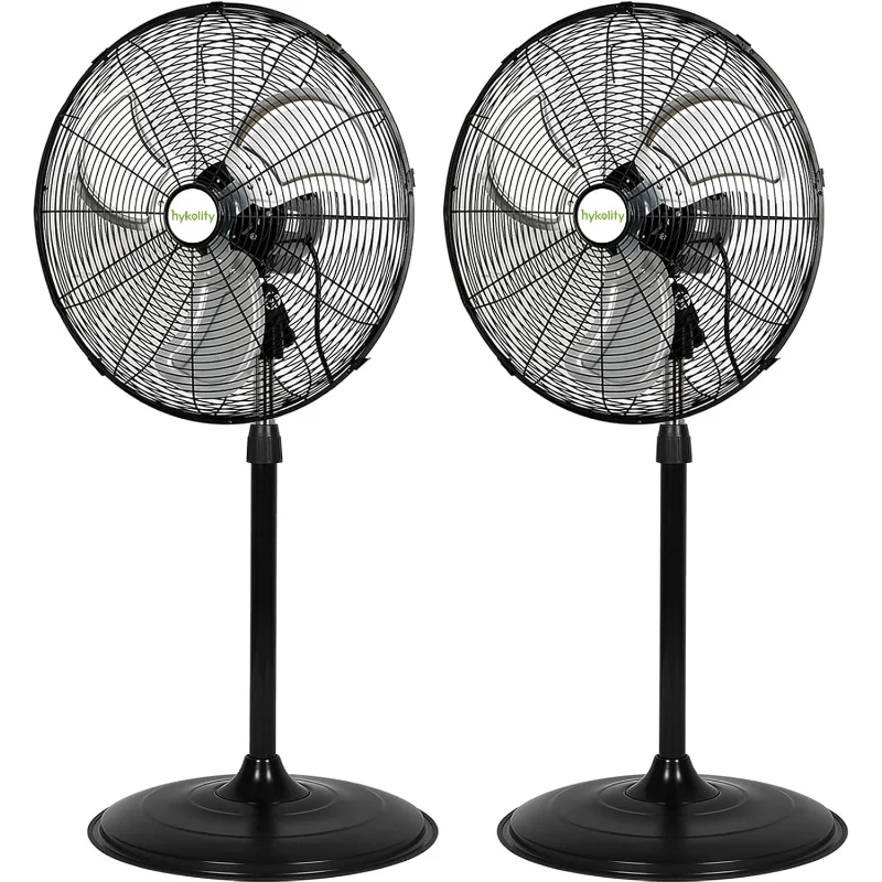 

hykolity 20 дюймов, 5200 куб. футов в минуту, высокоскоростной осциллирующий вентилятор на подставке, 3-скоростной сверхмощный металлический промышленный стоящий вентилятор с алюминием