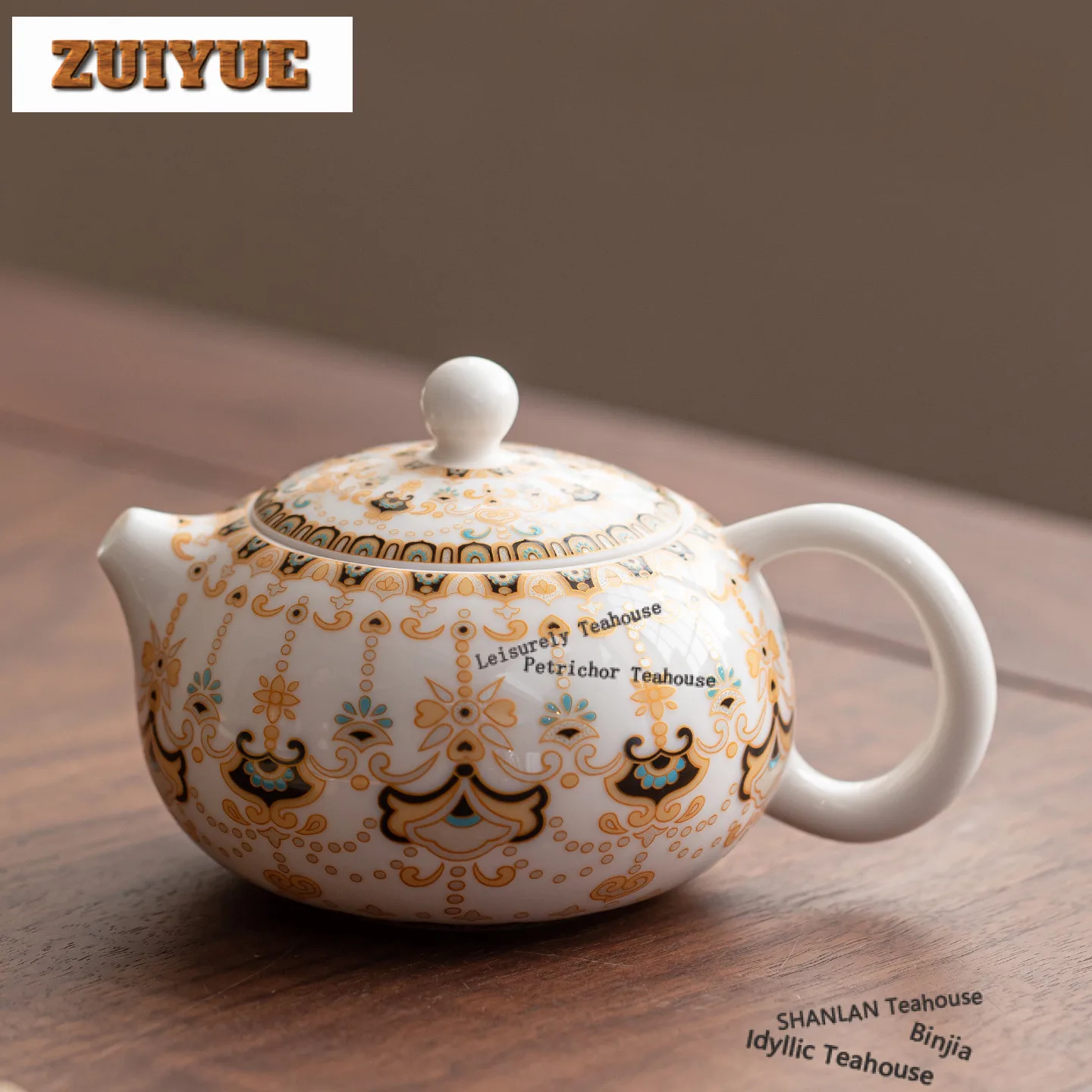 200ml Mutton Fat Jade Thangka Dunhuang Xishi Teapot Aesthetic Tea Infuser Pot Household Tea Maker Kettle With Strainer Cha Gift