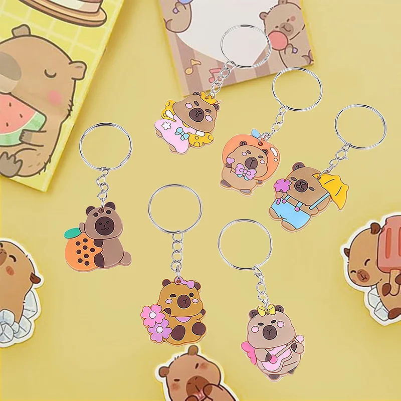 10-200 Stück Niedliche Cartoon-Capybara-Schlüsselanhänger, Geburtstags-Geschenke, Zufällige Tier-Schlüsselanhänger für Taschen und Autos, Großpackung Schlüsselanhänger für Kinder (42 Arten) – Detail 6