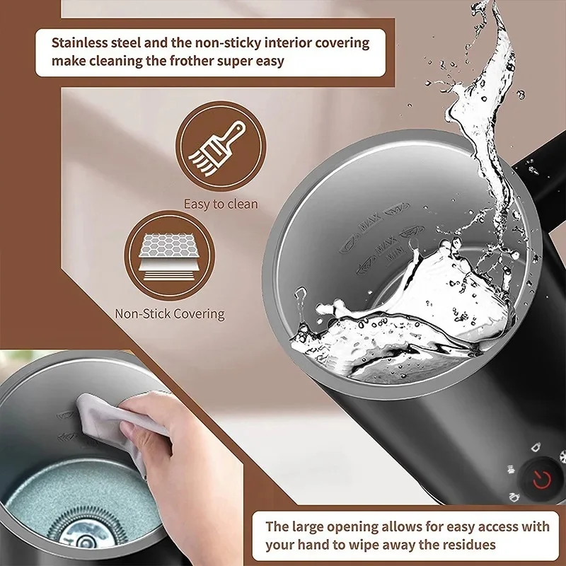 ماكينة صنع رغوة الحليب الكهربائية 4 في 1 ماكينة صنع الرغوة الساخنة والباردة ماكينة صنع رغوة الحليب الأوتوماتيكية بالكامل للشوكولاتة الساخنة واللاتيه