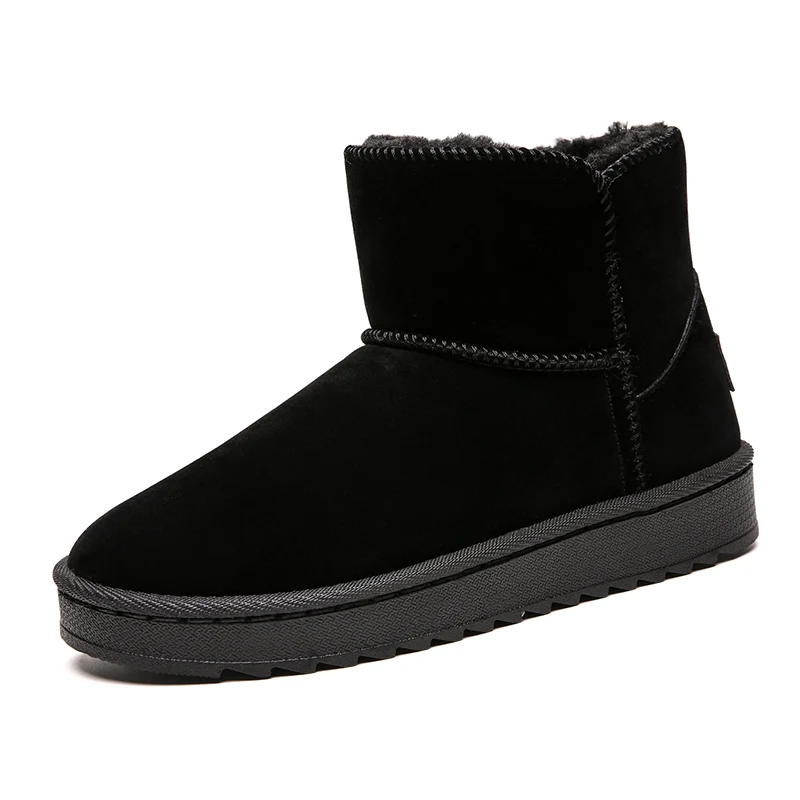Northeast Cotton Shoes Winter Fleece Lined Warm Men's Leather Fur Integrated Waterproof Anti-slip Cotton Boots Couple Snow Bo...