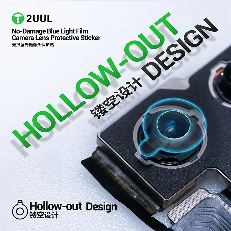 

2UUL DA33 Camera Lens Protective Sticker 500PCS/BOX Hollow-Out Design No-Damage Blue Light Film Protection No Residiue