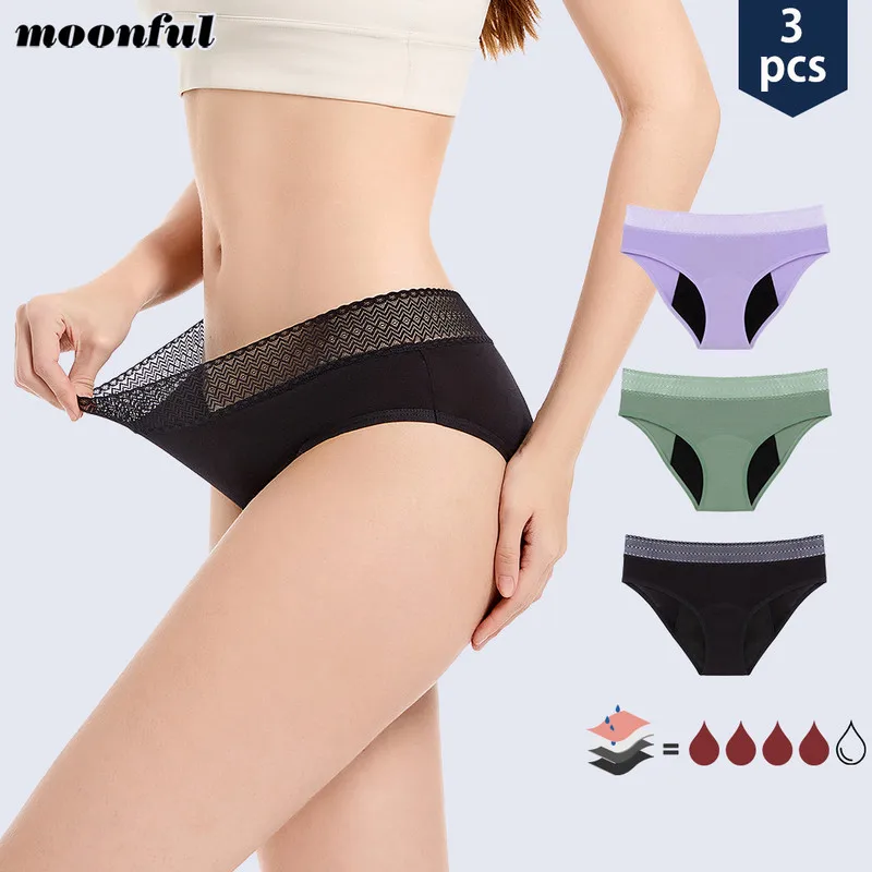 

3PCS Menstrual Panties Woman Very Abundant Flow Menstruation Underwear Mid High Waist Leak Proof Period Panties for Girls Set