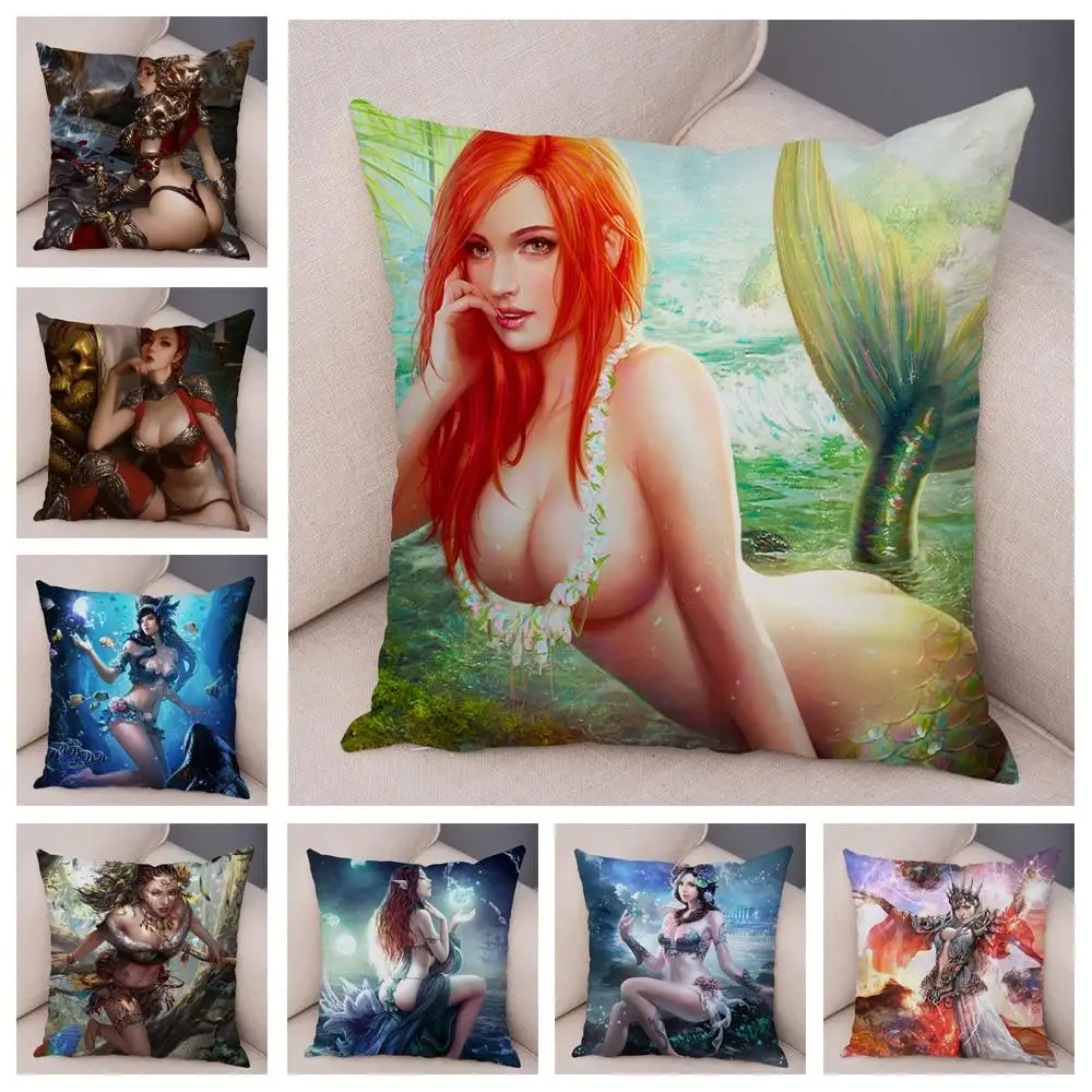 

45x45cm Super Sexy Girl Pillowcase Polyester Cushion Cartoon European Myth Pillowcase