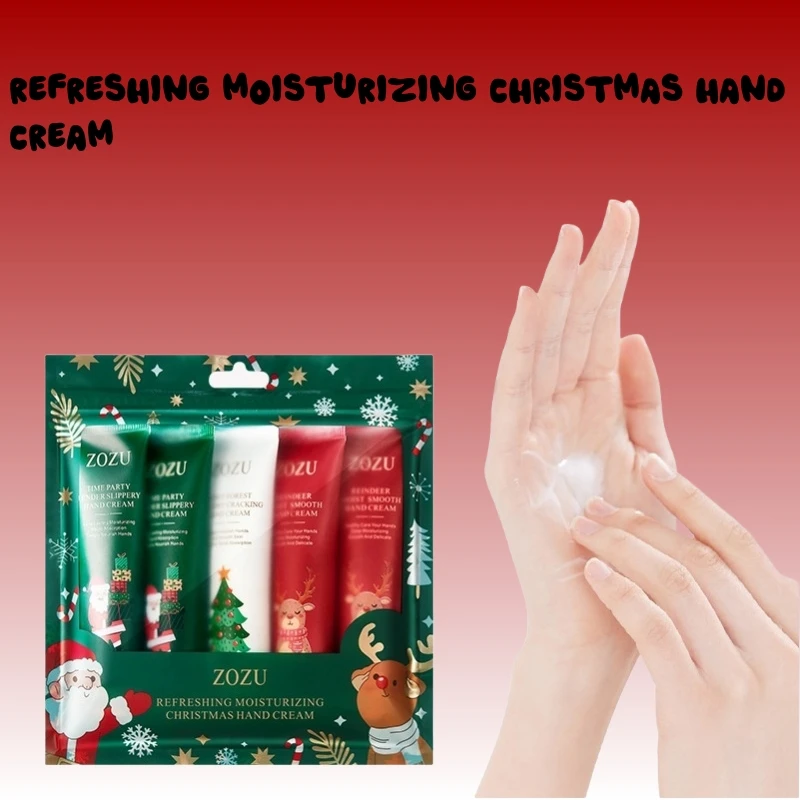 Set de crema de manos navideña, contiene 3 estilos, cada 30 g, contiene niacinamida, ácido hialurónico y otros ingredientes, textura hidratante, nutre la piel y tiene una fragancia ligera, mantenimiento temático de Navidad, estilo de dibujos animados, muy lindo, adecuado como regalo. Regalos para niños, Cuidado de las manos, No dice a la piel seca