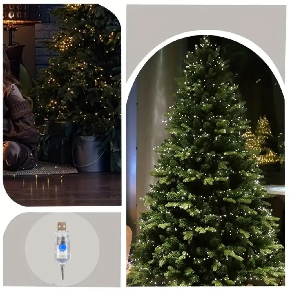USB Dark Green LED Firecracker Light with 8 Flashing Modes for Decorating Christmas Trees, Ceilings, Bedrooms, windows