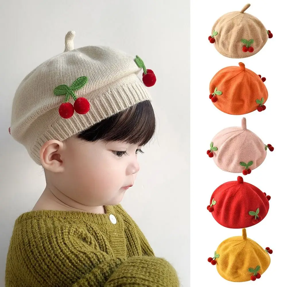 

Knit Bonnet Baby Beret Hat Fashion Cute Kids Knitted Hats Warmer Flat Hat Autumn Winter Children Hat Baby Children Kids