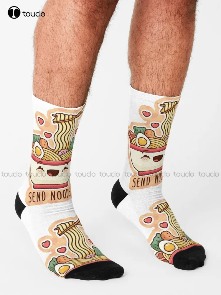 Send Noods Funny Joke Socks Baseball Socks Fashion Creative Leisure Funny Art Abstract Oil Painting Socks 360° Digital Print Art