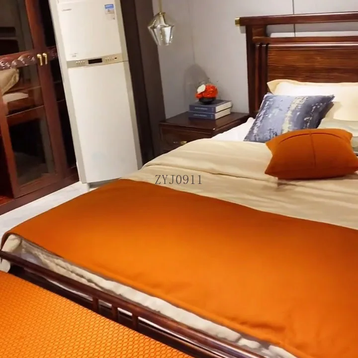 

Ebony solid wood bed high-end new Chinese double bed master bedroom light luxury furniture customization