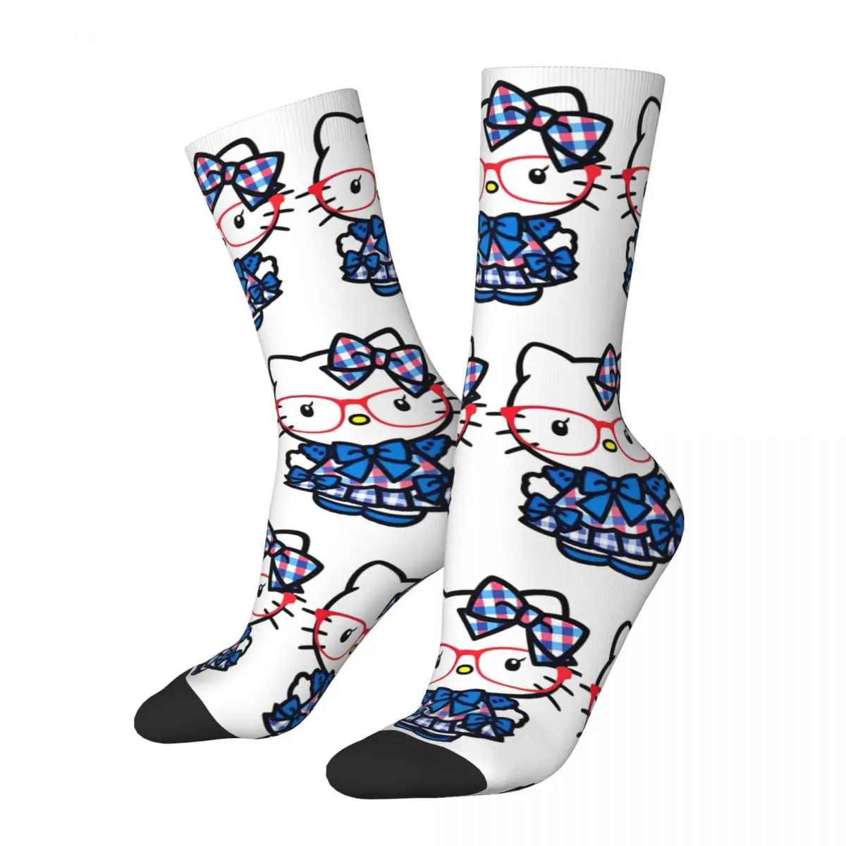 Hello Kitty Red Glasses Socks Autumn Stockings Retro Couple Comfortable Socks Graphic Running Anti Sweat Socks