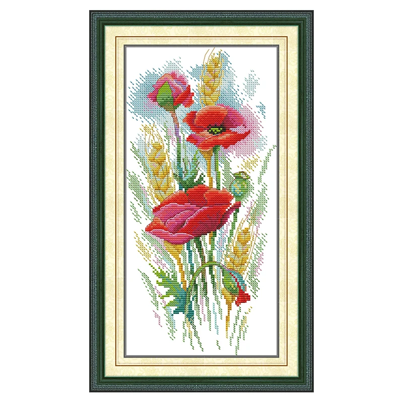 Poppy Charm Patterns Counted Cross Stitch Set DIY 11CT 14CT 16CT Stamped DMC Cross-stitch Kit Embroidery Needlework Home Decor