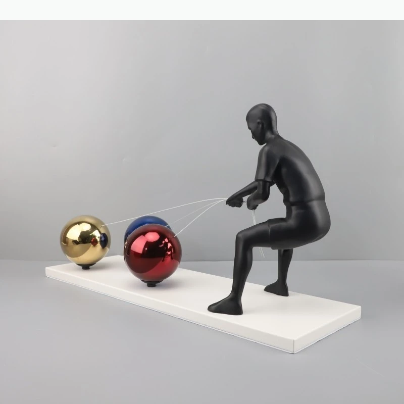 

Metal Handicraft Artificial Sculpture Abstract Cartoon Balloon Puller Metal Figurine Room Decoration Accessories