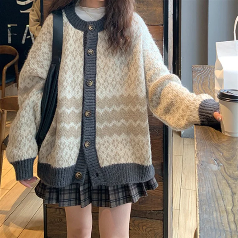 

Sweet Sweater Jacket Knitted Women's New Spring, Autumn and Winter Design Sense Loose Lazy Soft Glutinous Cardigan