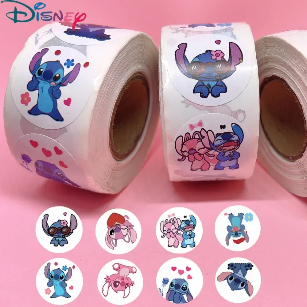 

500pcs Kawaii Disney Stitch Diy Stickers Anime Seal Label Decorative Cartoon Kids Party Candy Stickers Rolls Stickers Toys