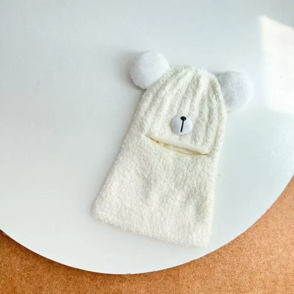 

Новый теплый шарф-маска, интегрированная шапка, холодостойкий пуловер с милым медведем, вязаная ветрозащитная шапка-бини, спорт на открытом воздухе